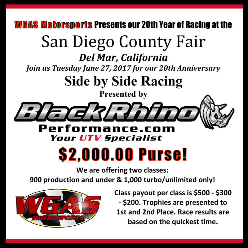 WGAS Motorsports & Black Rhino Performance Presents SXS Racing At Del Mar